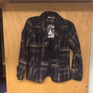Xinyi Women's Plaid Blazer Jacket - Black and Brown